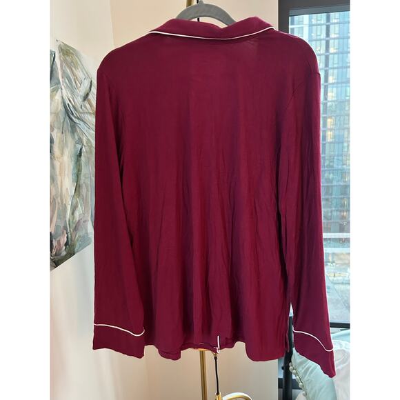 Adore Me | Matylda Dark Red Ruby Buttton Down Pajama Sleep Shirt | Sz M | NWT - Picture 3 of 5